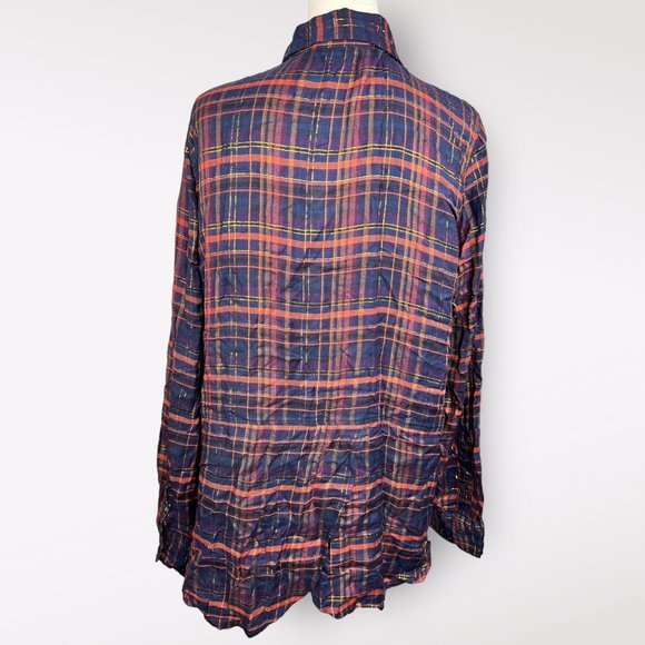 Lucky Brand Plaid Button Down Shirt - Navy and Red - Picture 7 of 15